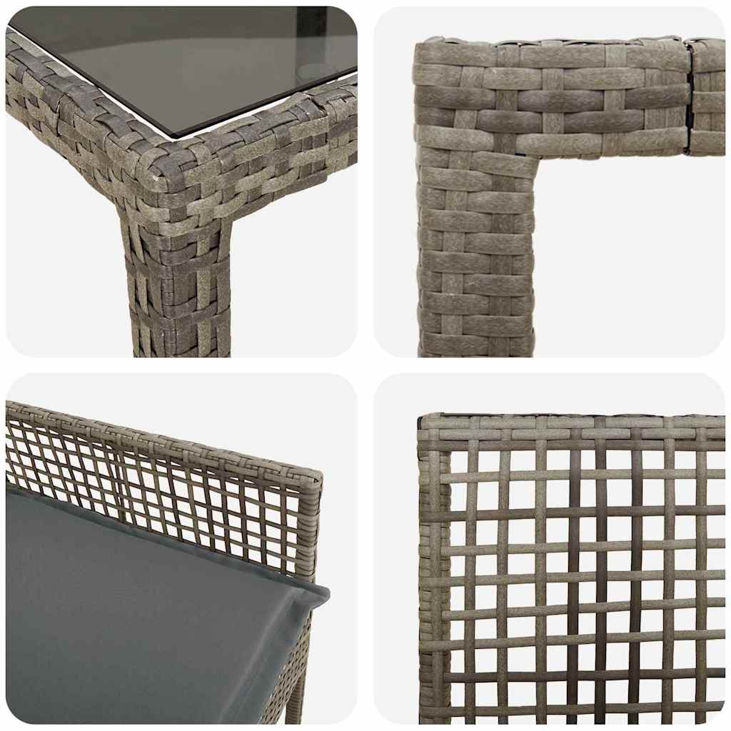 Garten Essgruppe 9 Stk. Grau Poly-Rattan