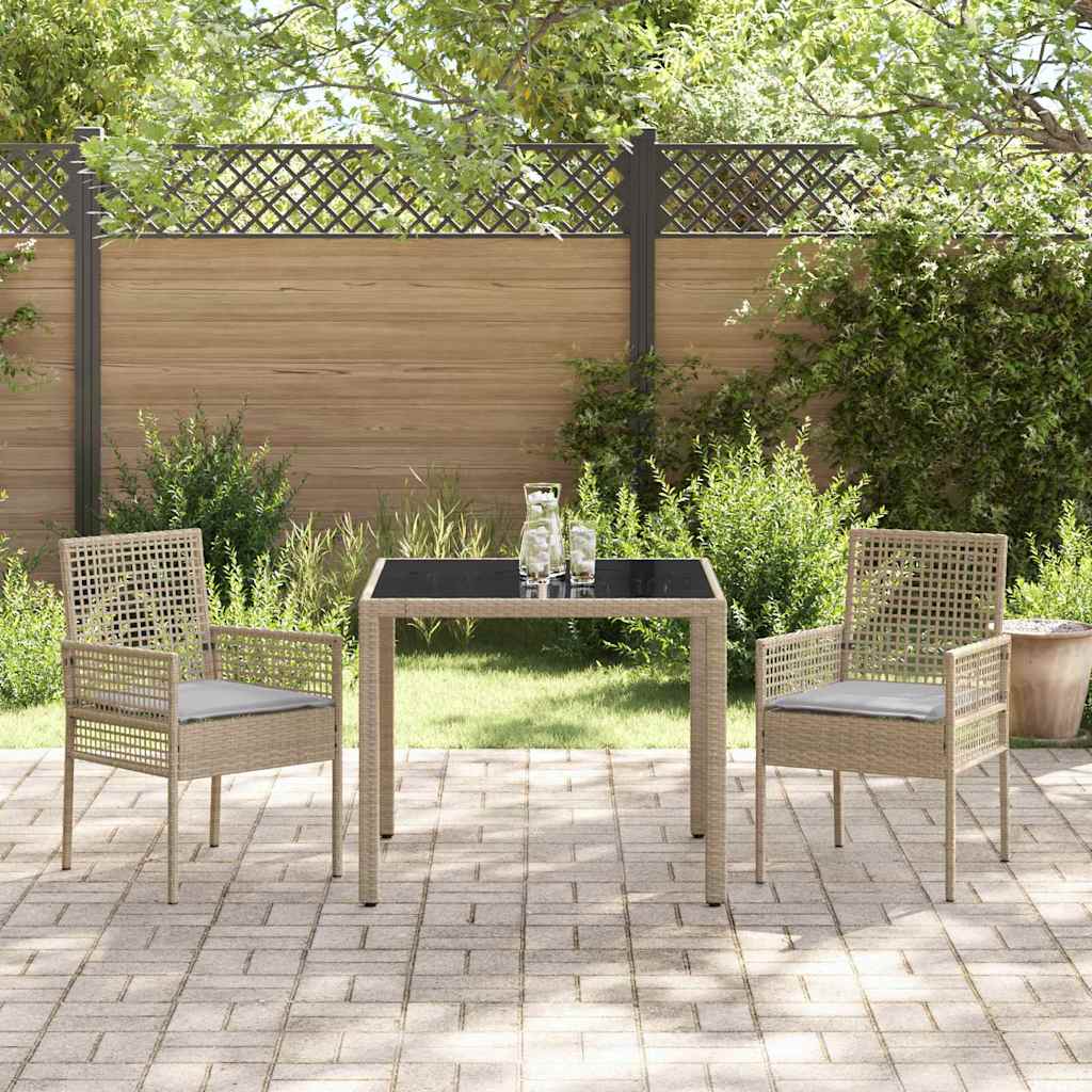 Garten Essgruppe 3 Stk. Beige Poly-Rattan