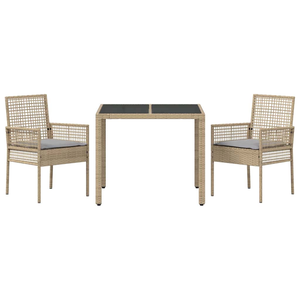 Garten Essgruppe 3 pcs Beige Poly-Rattan