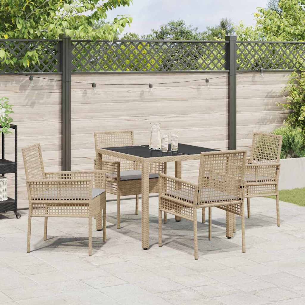 Garten Essgruppe 5 pcs Beige Poly-Rattan
