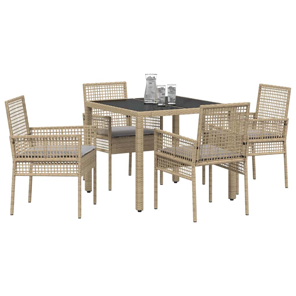 Garten Essgruppe 5 pcs Beige Poly-Rattan