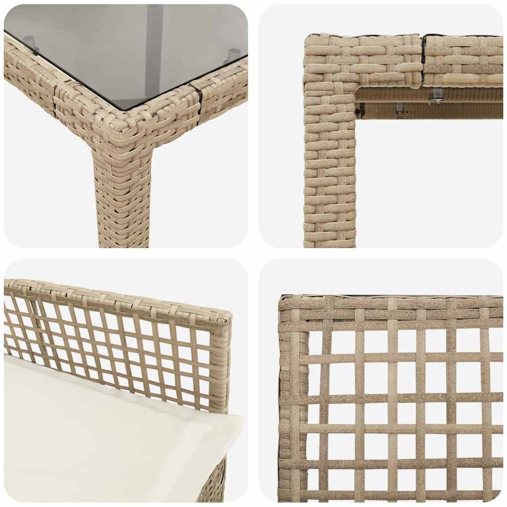 Garten Essgruppe 3 Stk. Beige Poly-Rattan