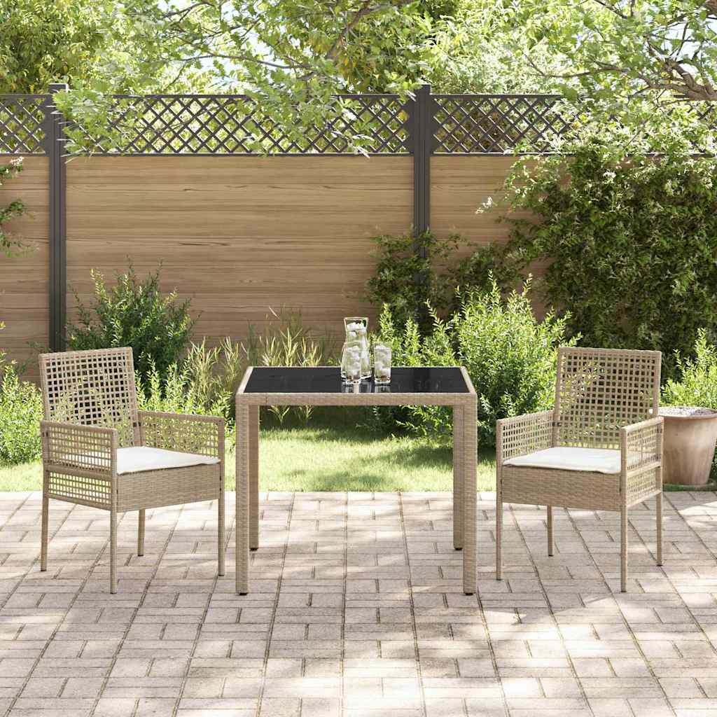 Garten Essgruppe 3 pcs Beige Poly-Rattan