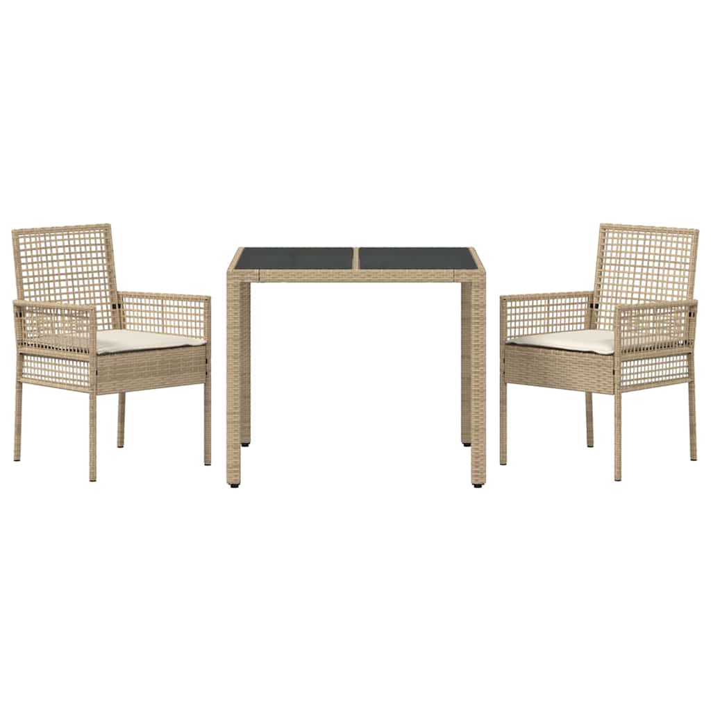 Garten Essgruppe 3 pcs Beige Poly-Rattan
