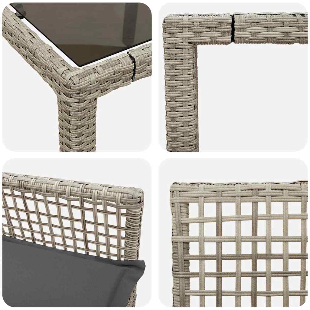 Garten Essgruppe 3 stk. Hellgrau Poly-Rattan
