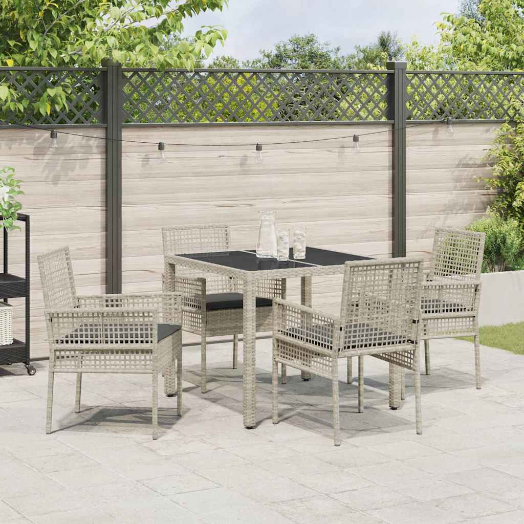 Garten Essgruppe 5 stk. Hellgrau Poly-Rattan
