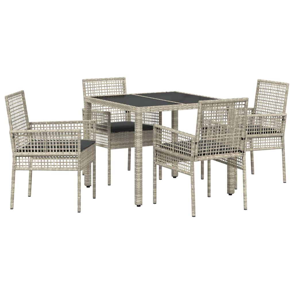 Garten Essgruppe 5 stk. Hellgrau Poly-Rattan