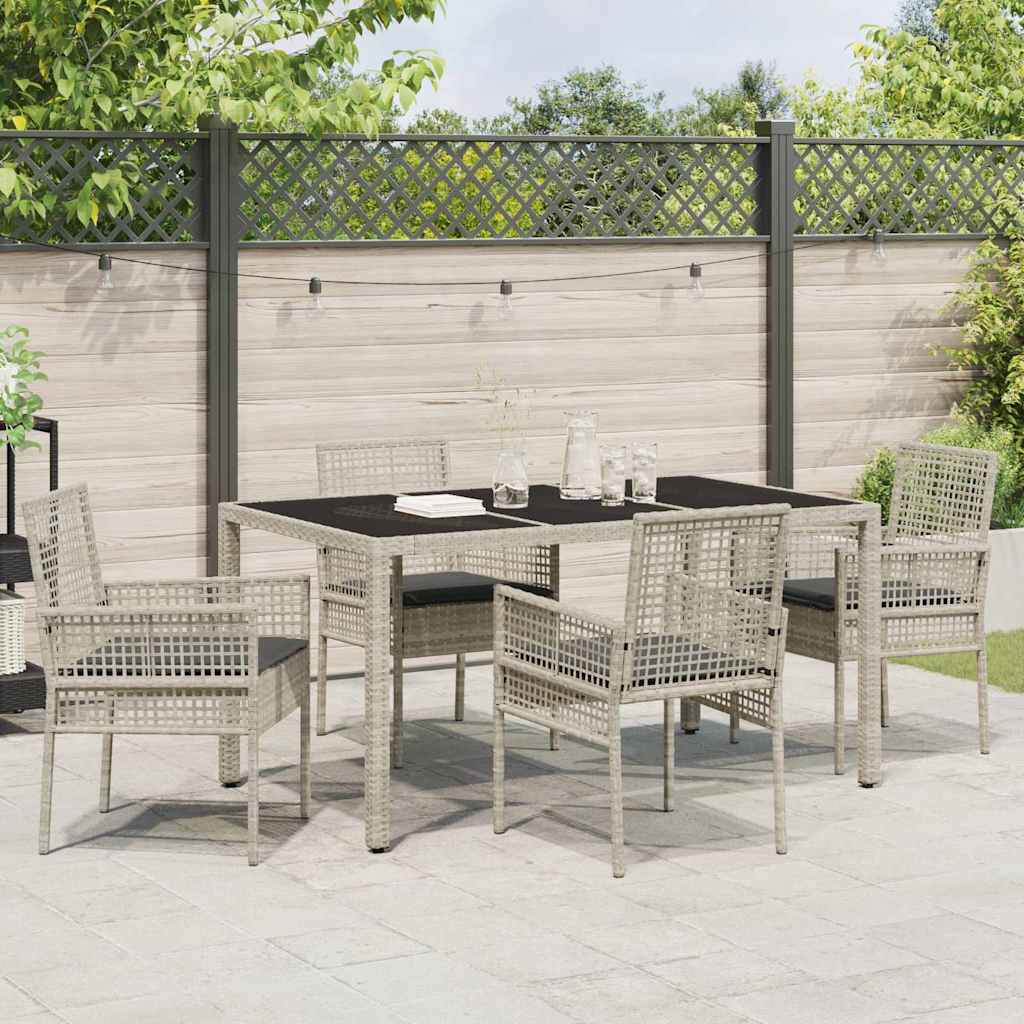 Garten Essgruppe 5 stk. Hellgrau Poly-Rattan