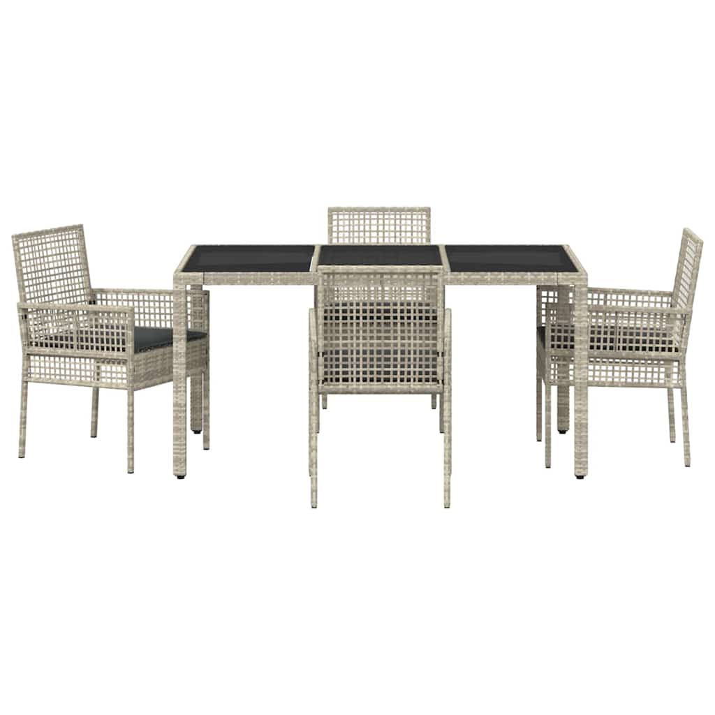 Garten Essgruppe 5 stk. Hellgrau Poly-Rattan