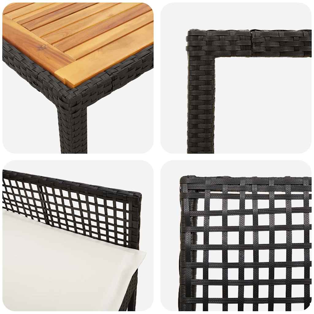 Garten Essgruppe 9 pcs Schwarz Poly-Rattan