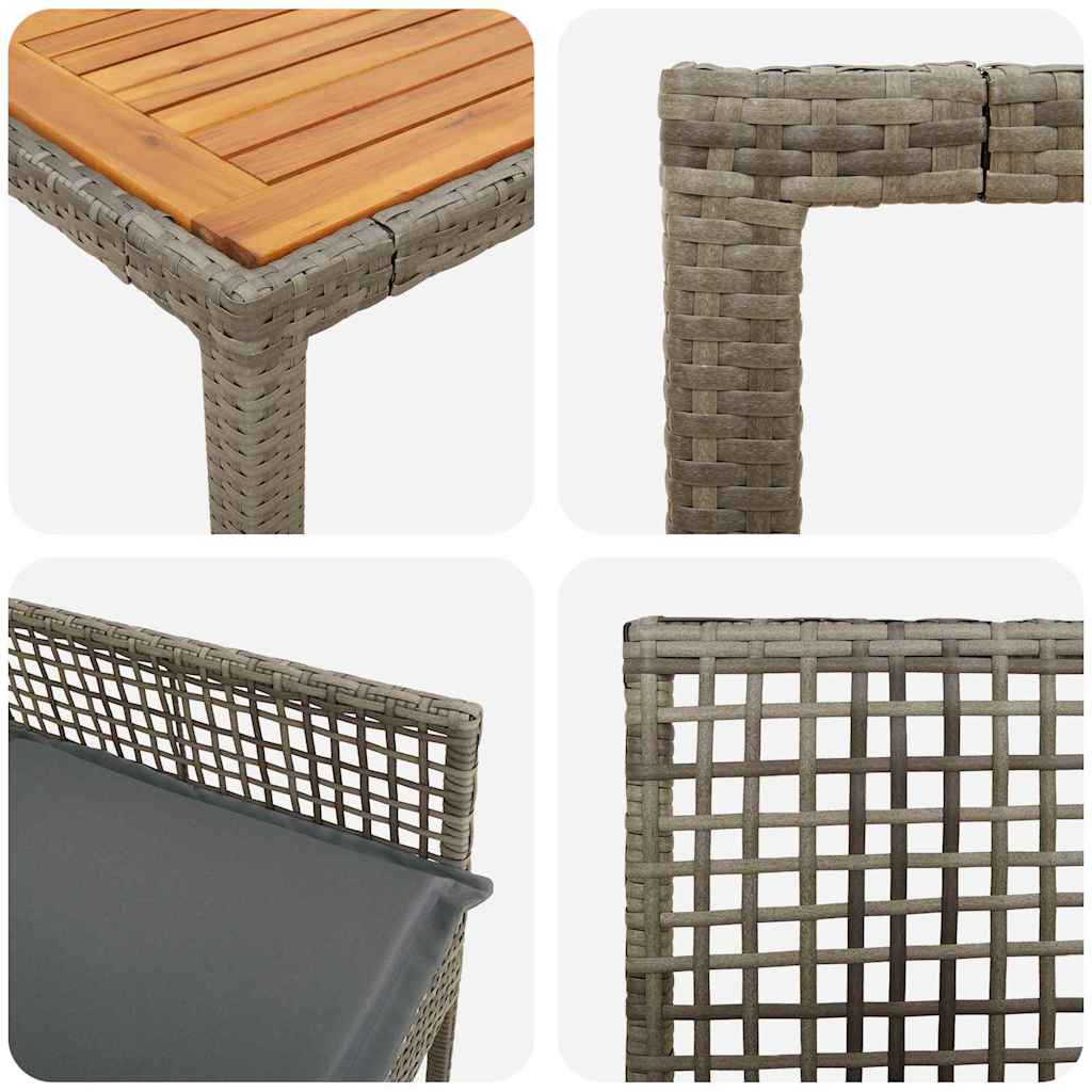 Garten Essgruppe 5 stk. Grau Poly-Rattan