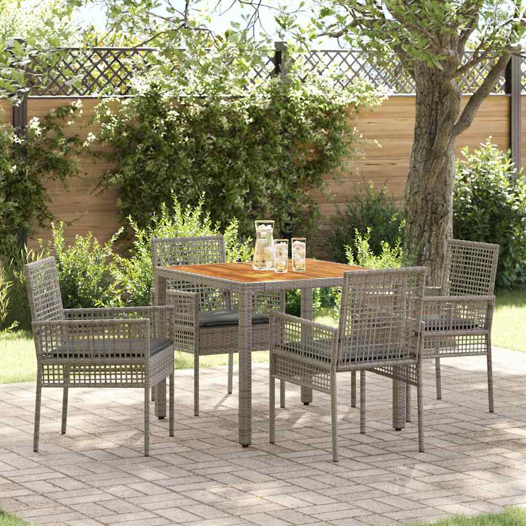 Garten Essgruppe 5 stk. Grau Poly-Rattan
