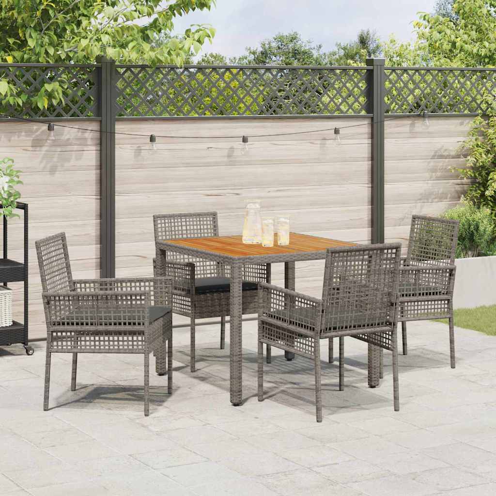 Garten Essgruppe 5 stk. Grau Poly-Rattan
