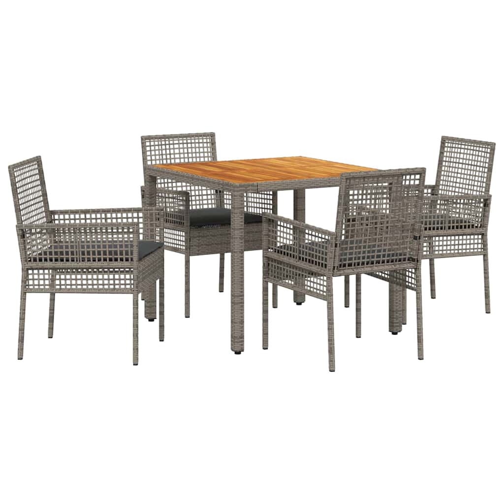 Garten Essgruppe 5 stk. Grau Poly-Rattan