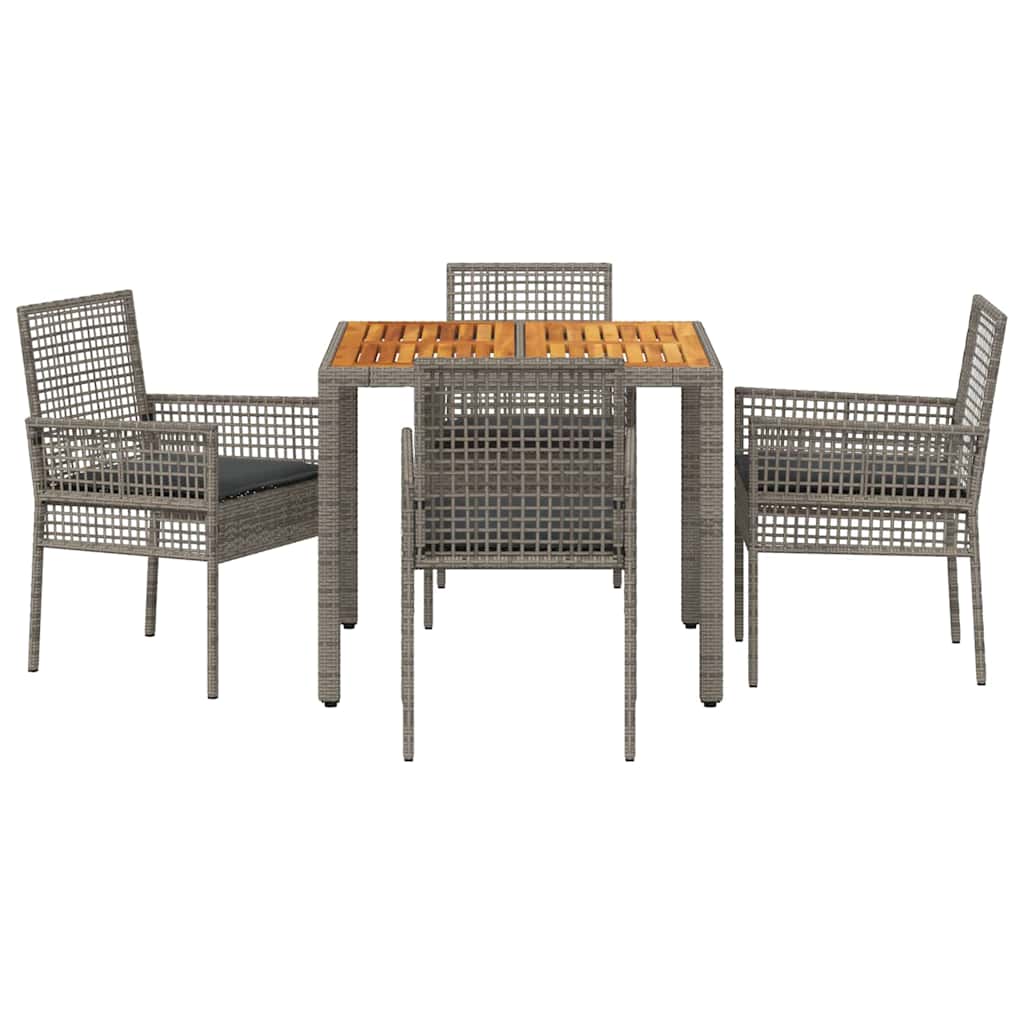 Garten Essgruppe 5 stk. Grau Poly-Rattan