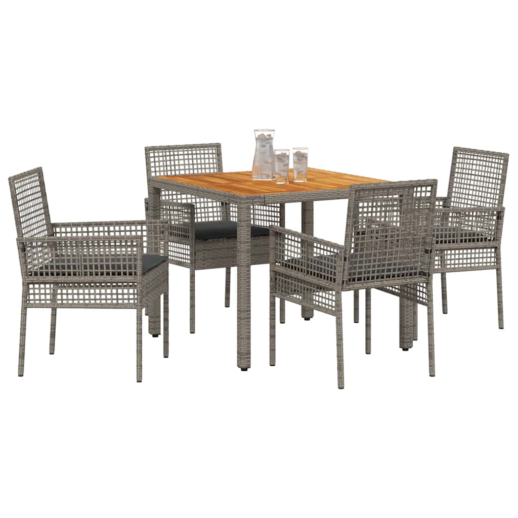 Garten Essgruppe 5 stk. Grau Poly-Rattan