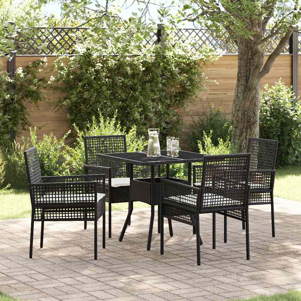 Garten Essgruppe 5 pcs Schwarz Poly-Rattan