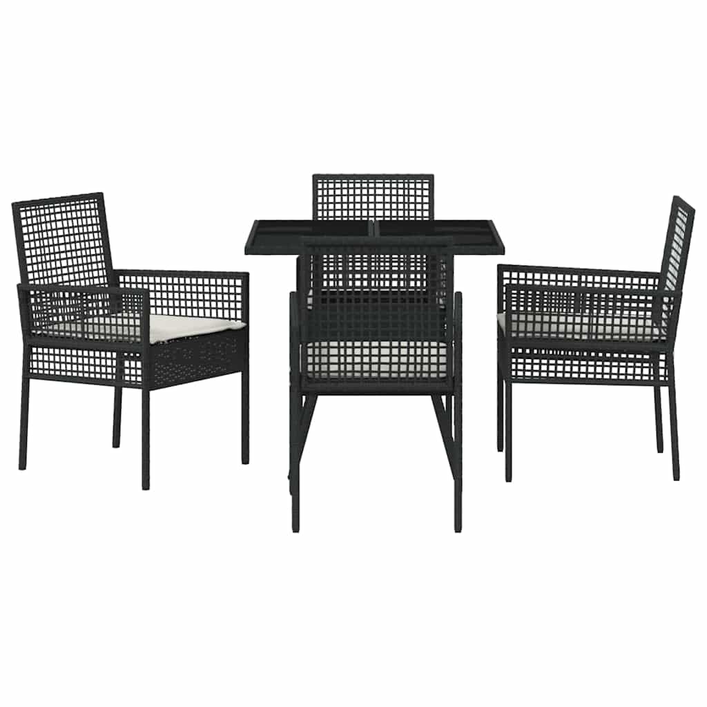Garten Essgruppe 5 pcs Schwarz Poly-Rattan
