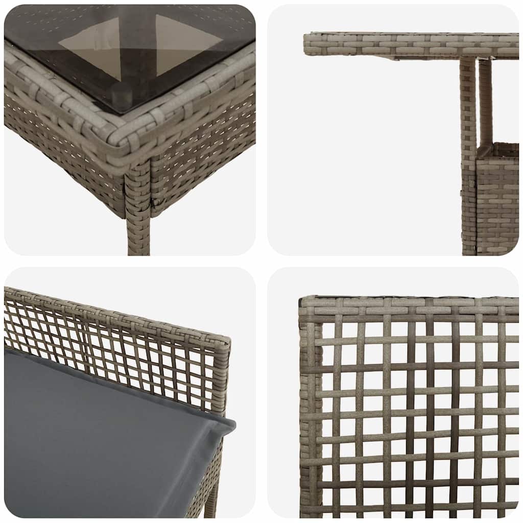 Garten Essgruppe 3 stk. Grau Poly-Rattan