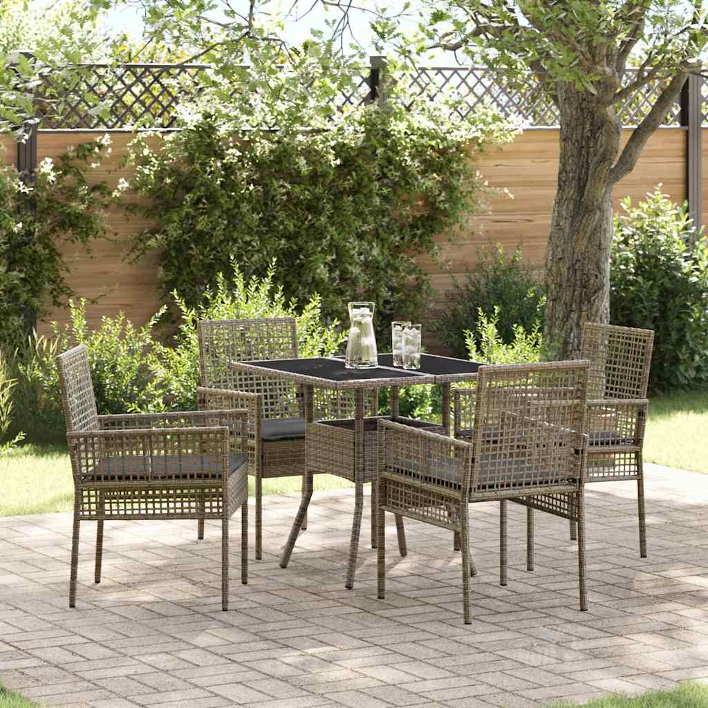 Garten Essgruppe 5 stk. Grau Poly-Rattan