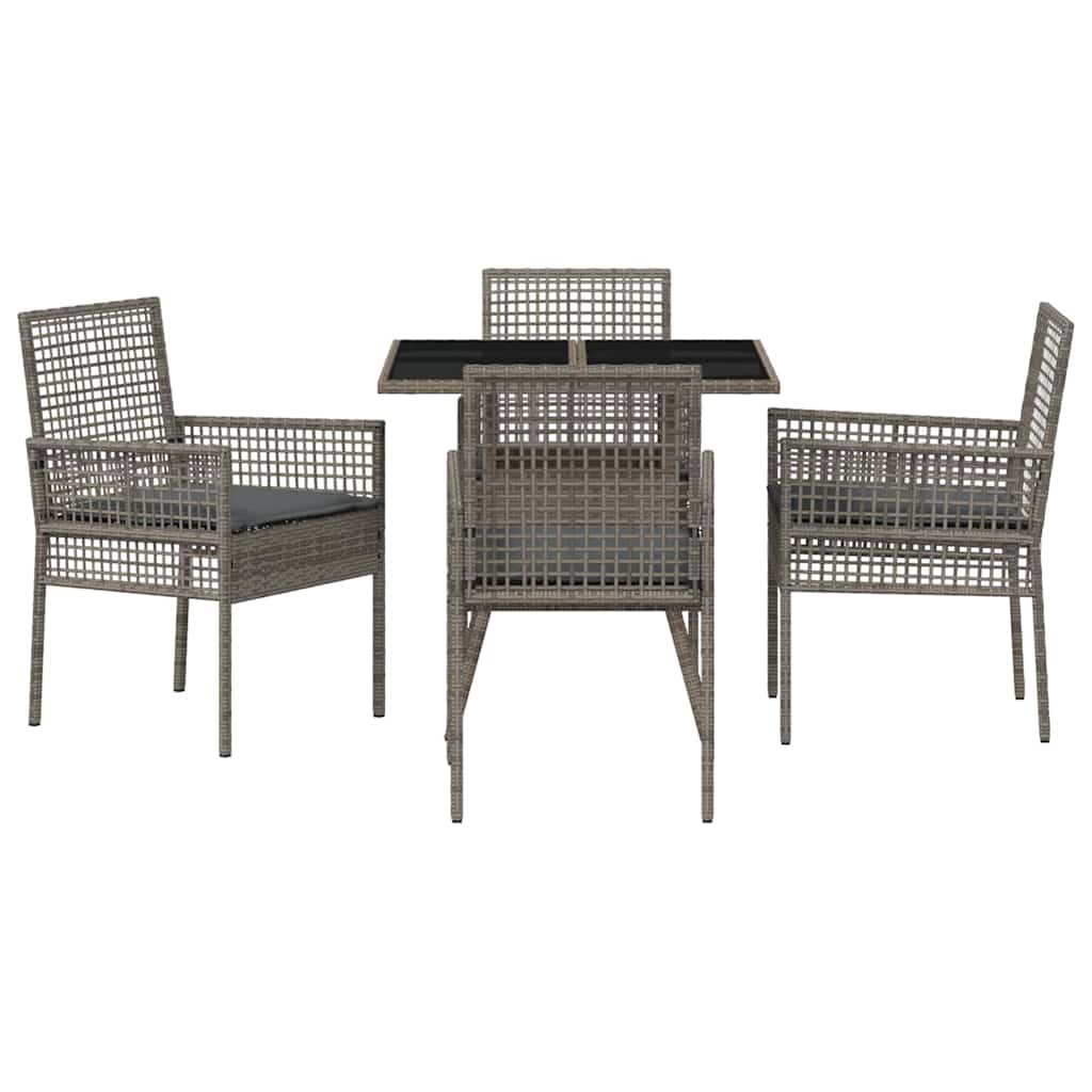 Garten Essgruppe 5 stk. Grau Poly-Rattan
