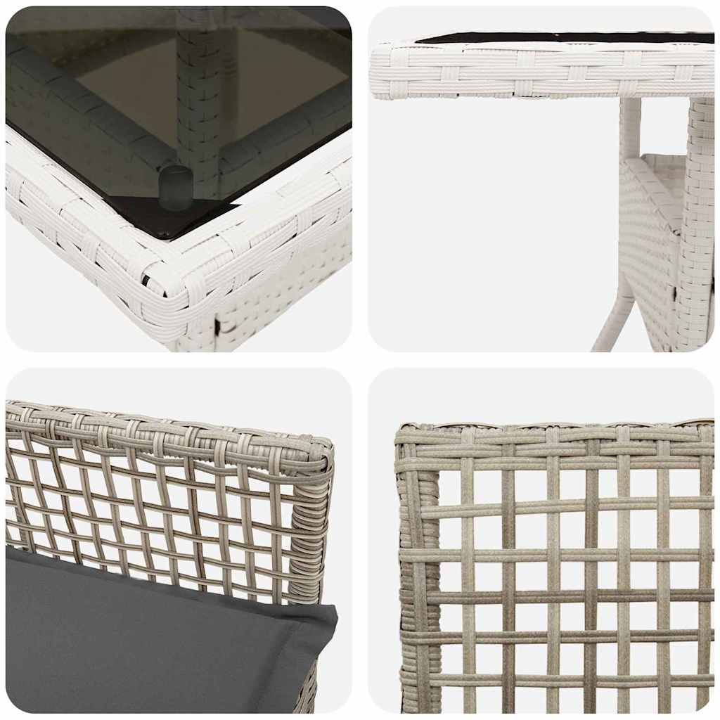 Garten Essgruppe 3 stk. Hellgrau Poly-Rattan