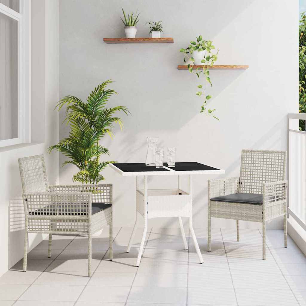 Garten Essgruppe 3 stk. Hellgrau Poly-Rattan