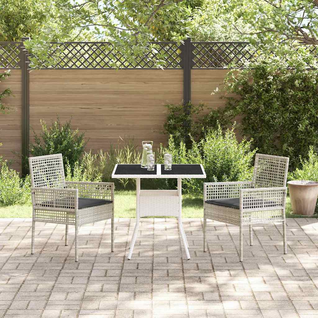 Garten Essgruppe 3 stk. Hellgrau Poly-Rattan