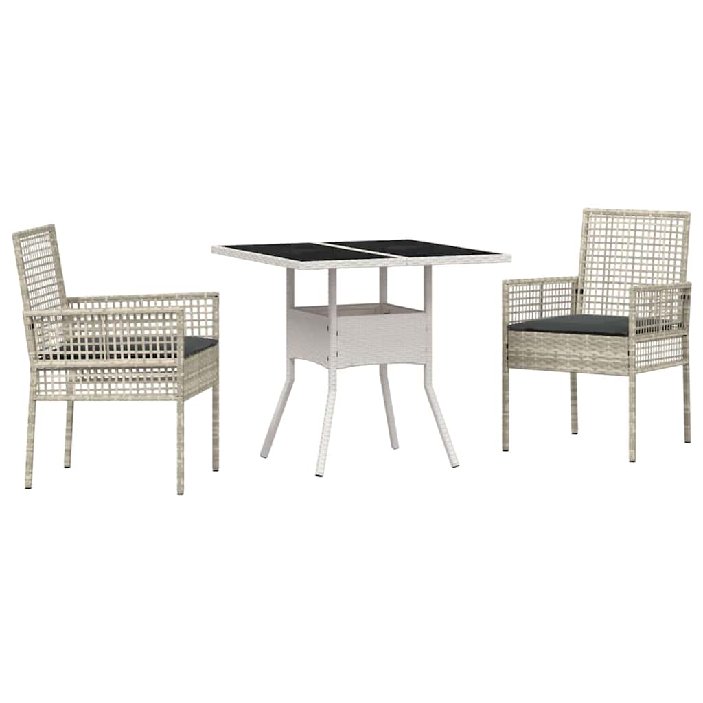 Garten Essgruppe 3 stk. Hellgrau Poly-Rattan