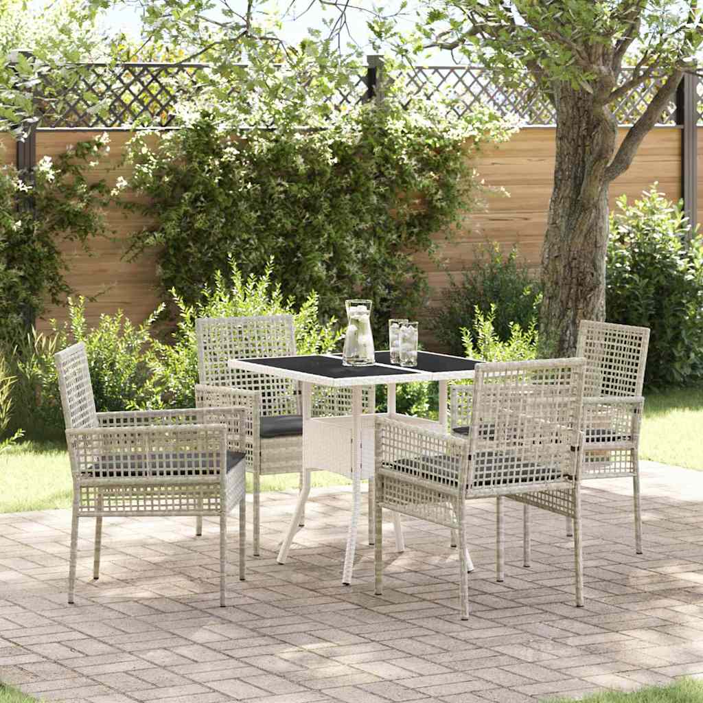 Garten Essgruppe 5 stk. Hellgrau Poly-Rattan