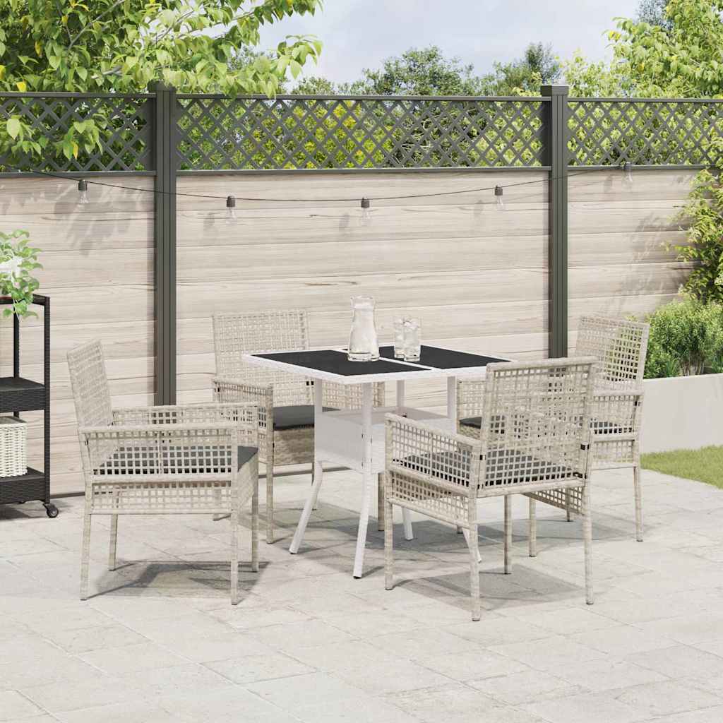 Garten Essgruppe 5 stk. Hellgrau Poly-Rattan
