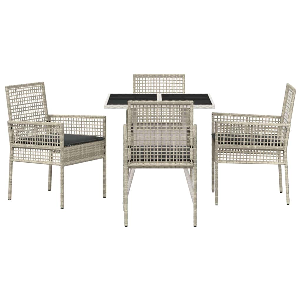 Garten Essgruppe 5 stk. Hellgrau Poly-Rattan