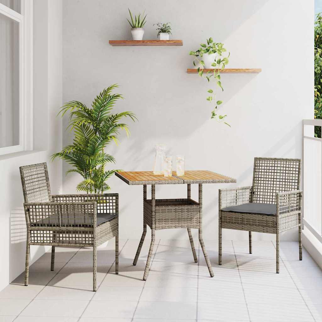 Garten Essgruppe 3 stk. Grau Poly-Rattan
