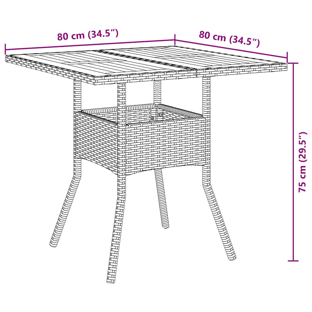 Garten Essgruppe 3 stk. Grau Poly-Rattan
