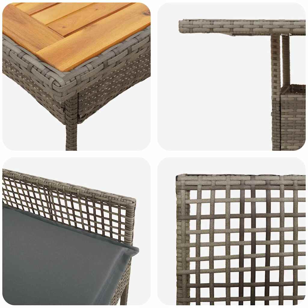 Garten Essgruppe 5 stk. Grau Poly-Rattan