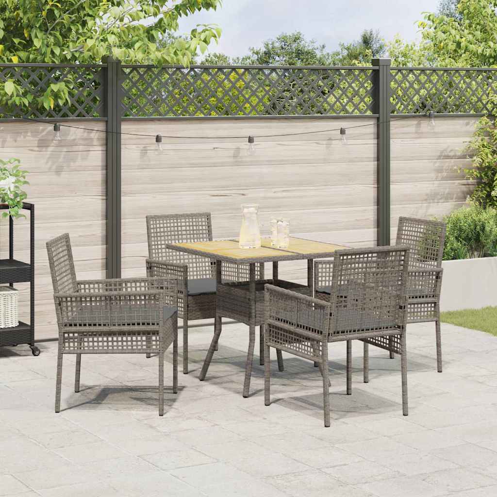Garten Essgruppe 5 stk. Grau Poly-Rattan