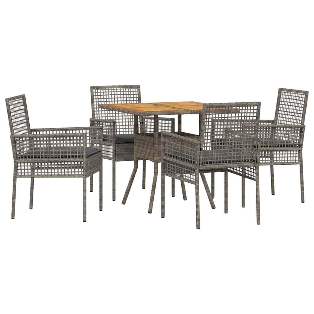 Garten Essgruppe 5 stk. Grau Poly-Rattan