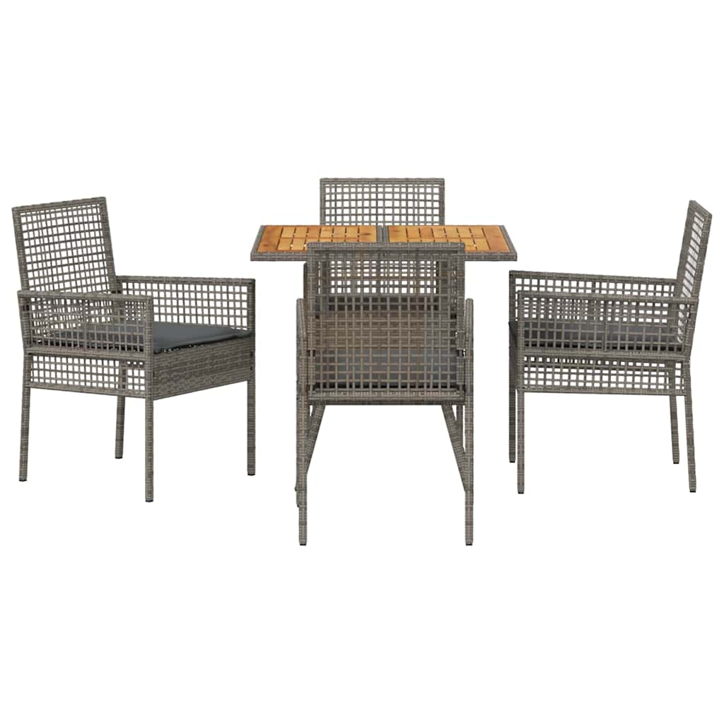 Garten Essgruppe 5 stk. Grau Poly-Rattan
