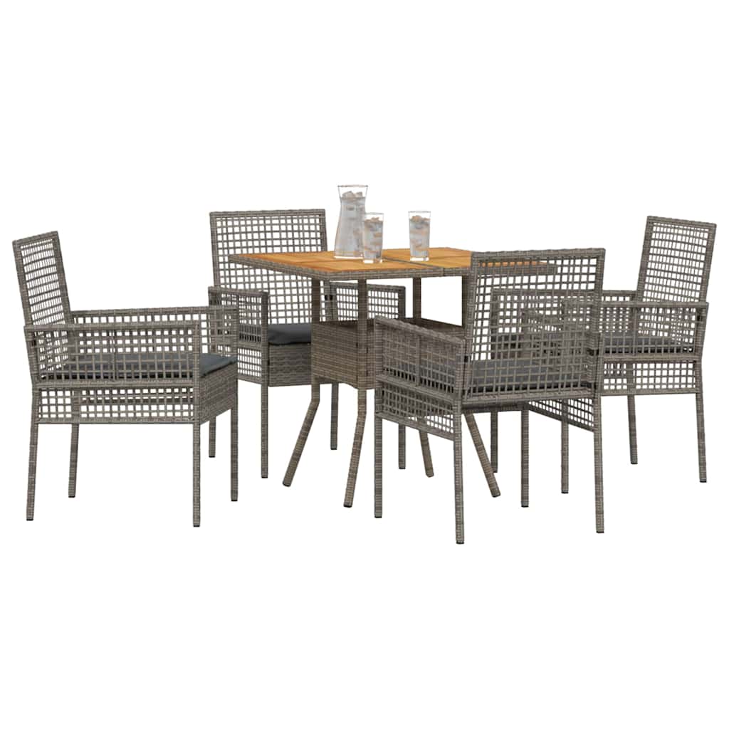 Garten Essgruppe 5 stk. Grau Poly-Rattan