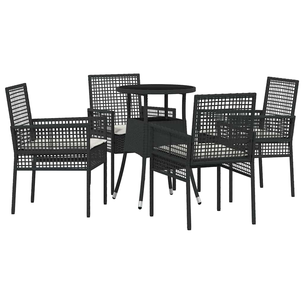 Garten Essgruppe 5 Stk. Schwarz Poly-Rattan