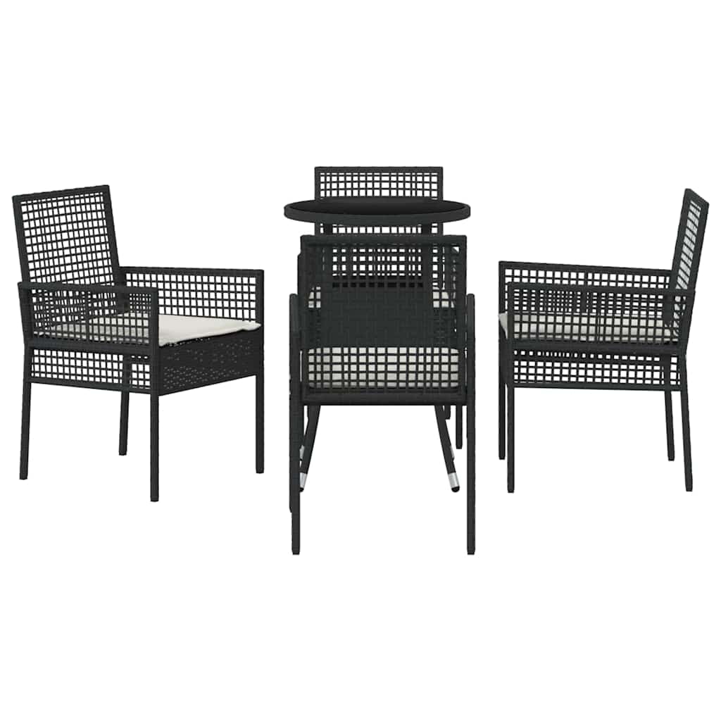Garten Essgruppe 5 Stk. Schwarz Poly-Rattan
