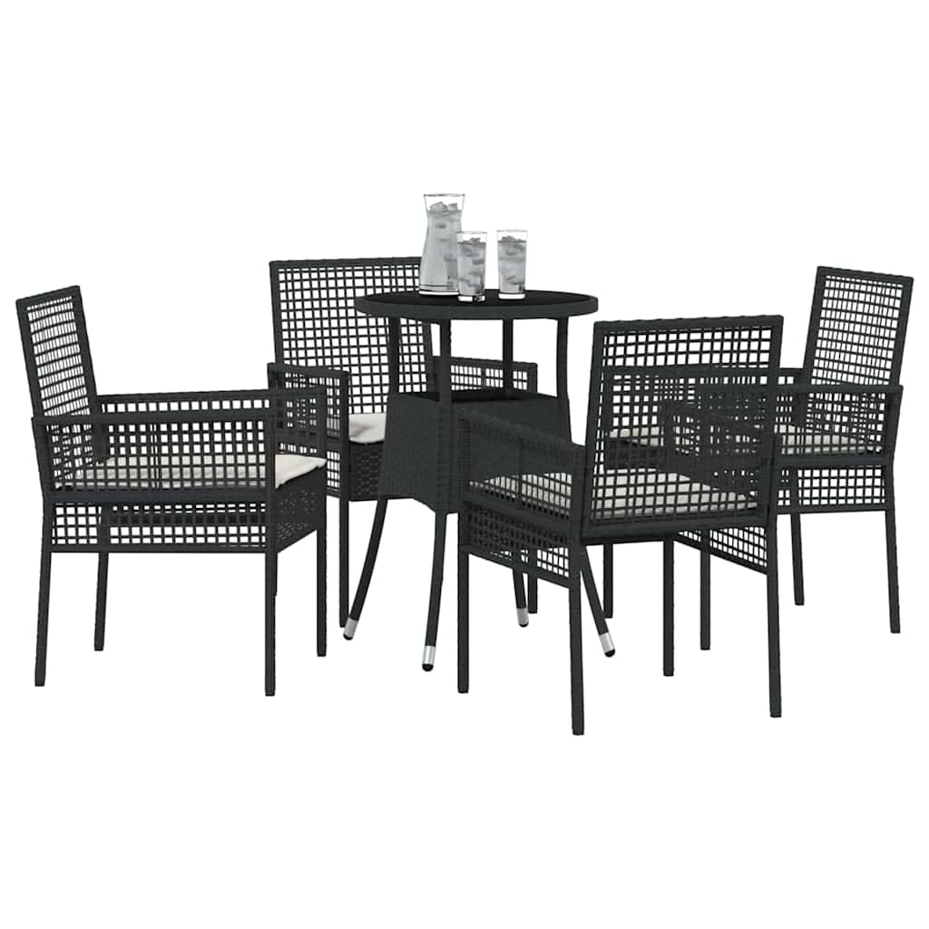 Garten Essgruppe 5 Stk. Schwarz Poly-Rattan