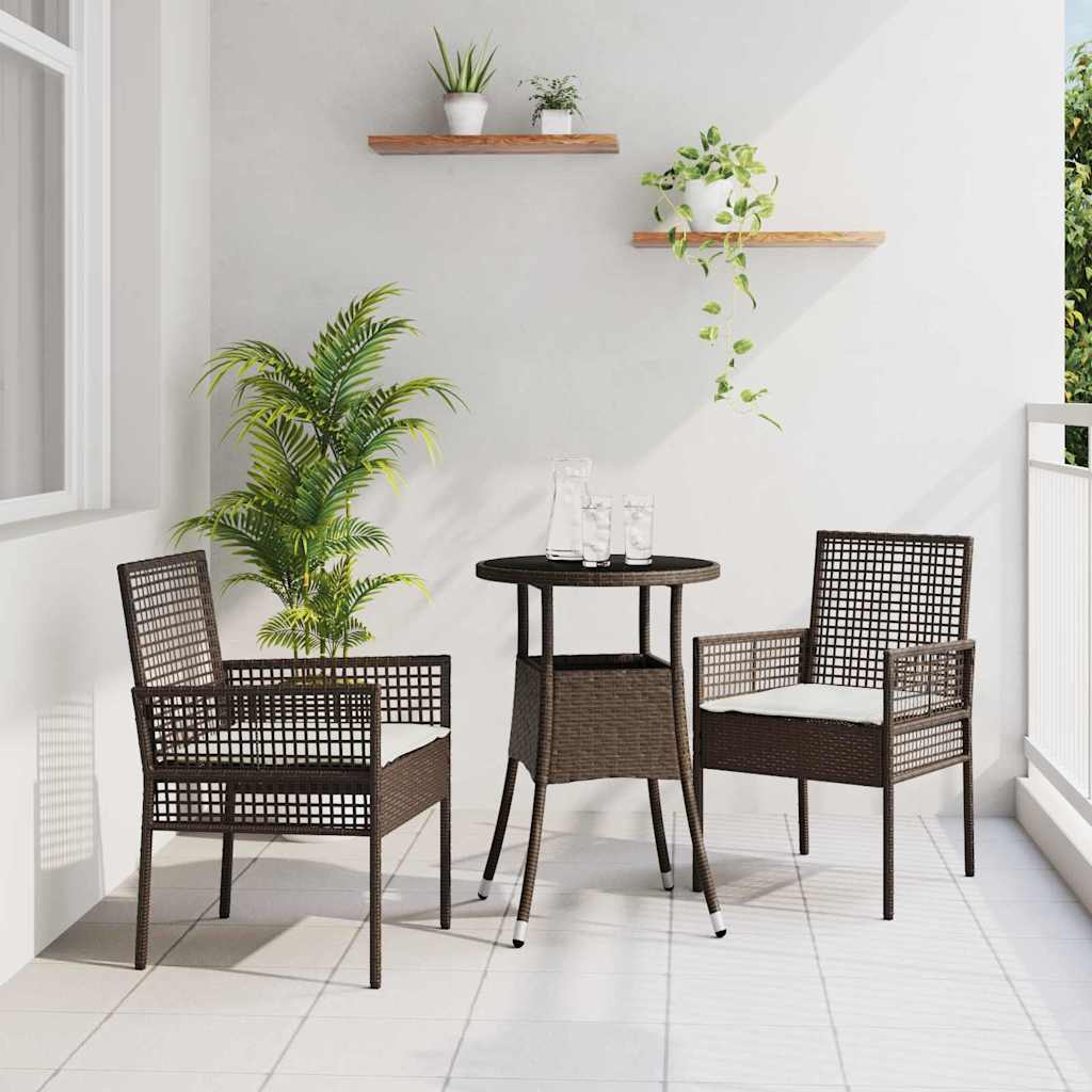 Garten Essgruppe 3 stk. Braun Poly-Rattan