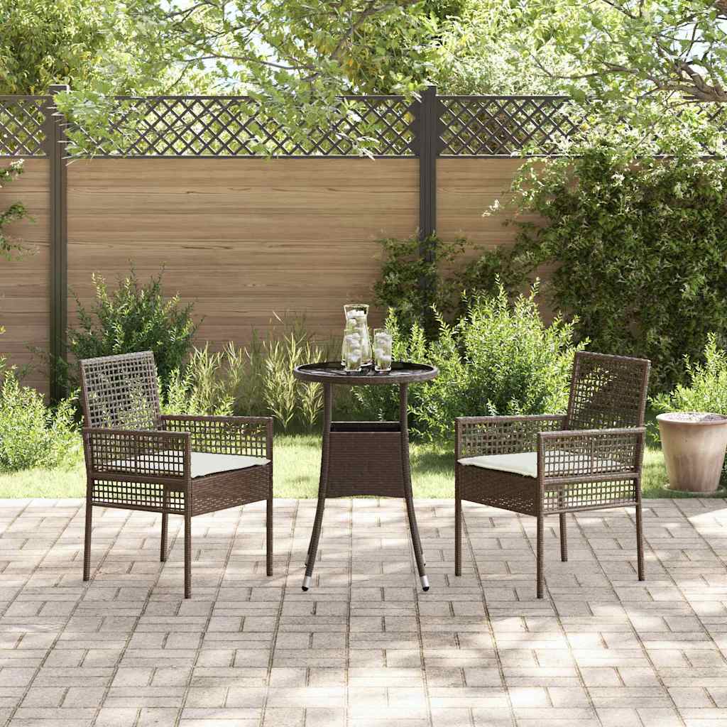 Garten Essgruppe 3 stk. Braun Poly-Rattan
