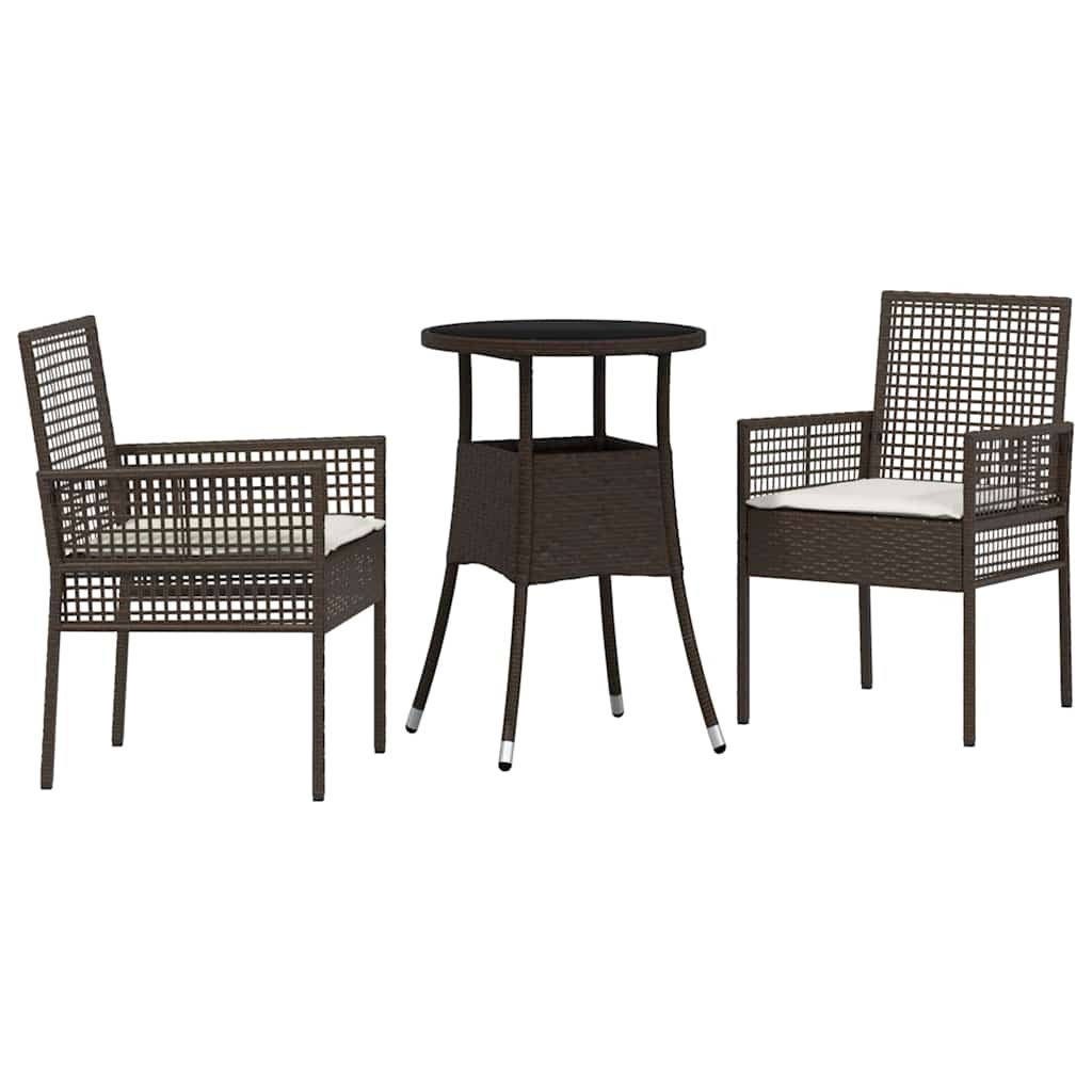 Garten Essgruppe 3 stk. Braun Poly-Rattan