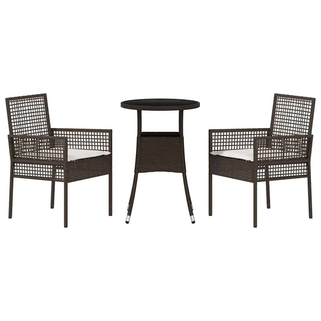 Garten Essgruppe 3 stk. Braun Poly-Rattan