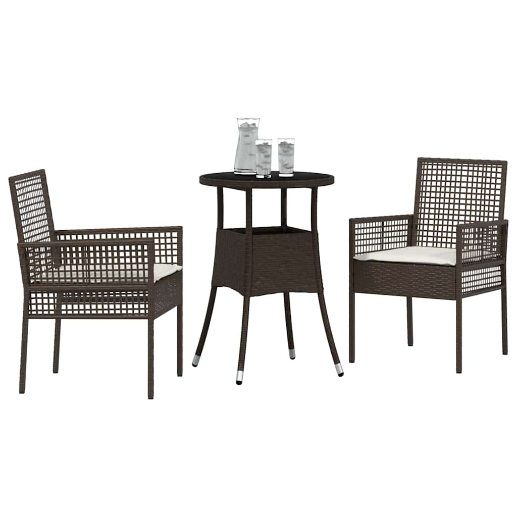 Garten Essgruppe 3 stk. Braun Poly-Rattan