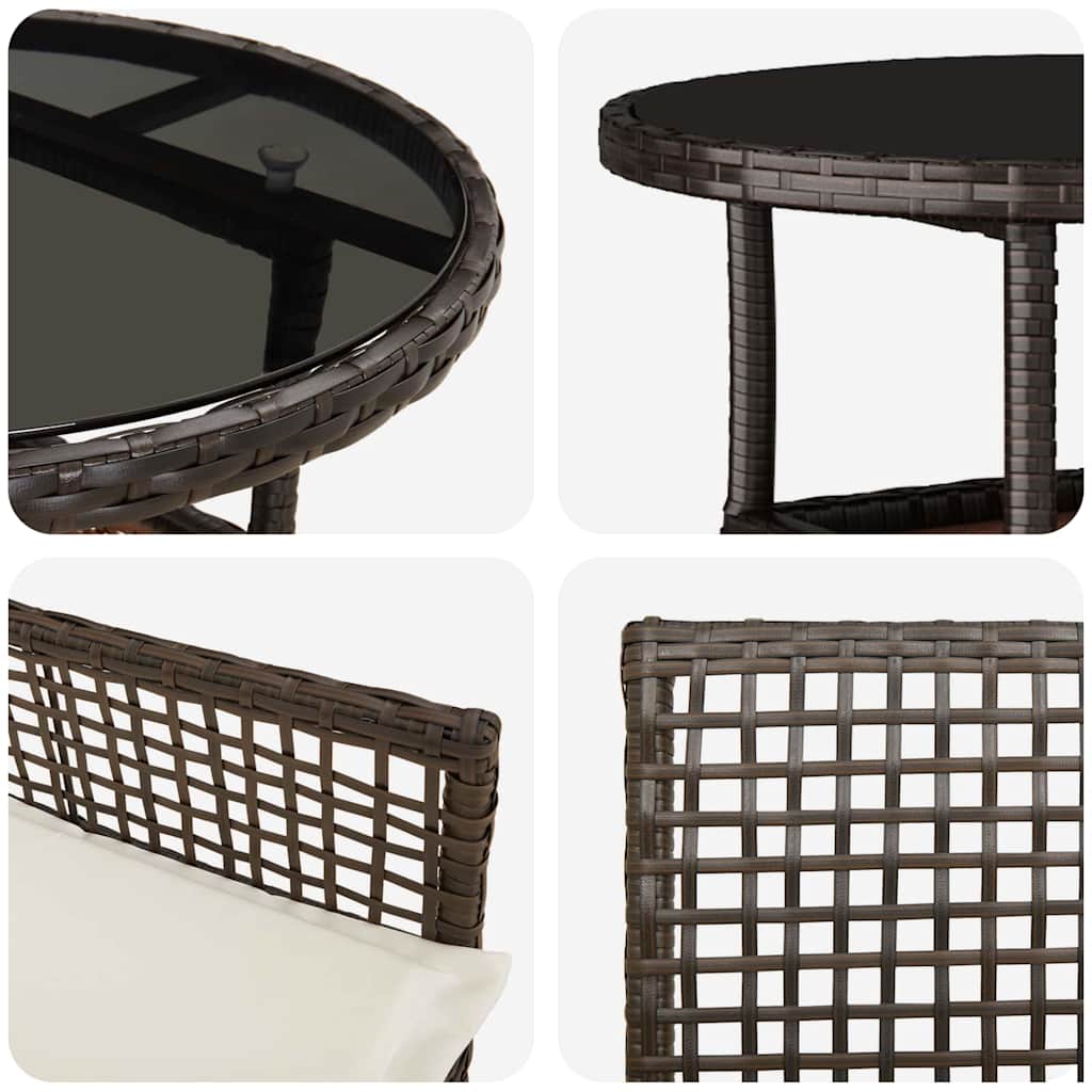 Garten Essgruppe 5 stk. Braun Poly-Rattan