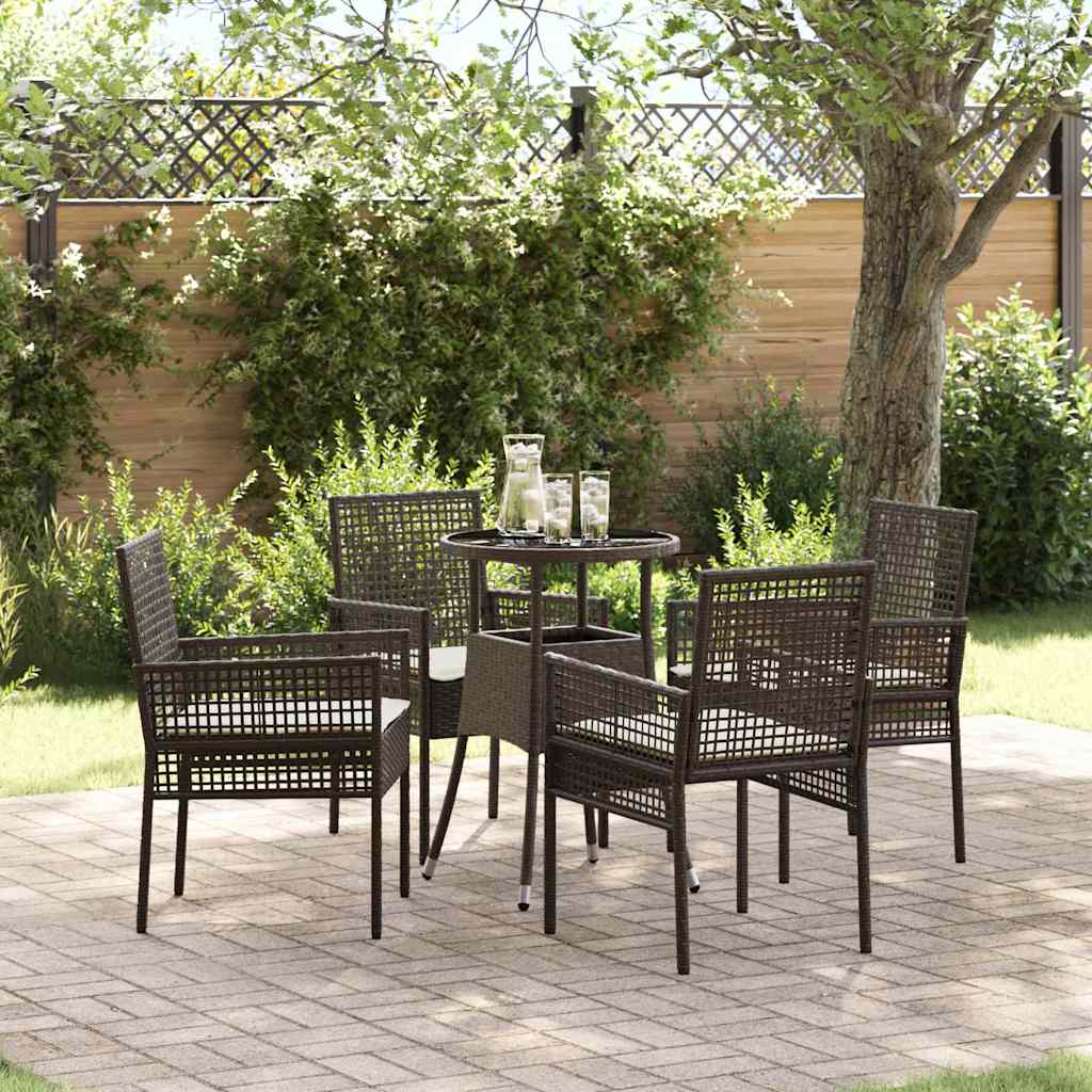 Garten Essgruppe 5 stk. Braun Poly-Rattan