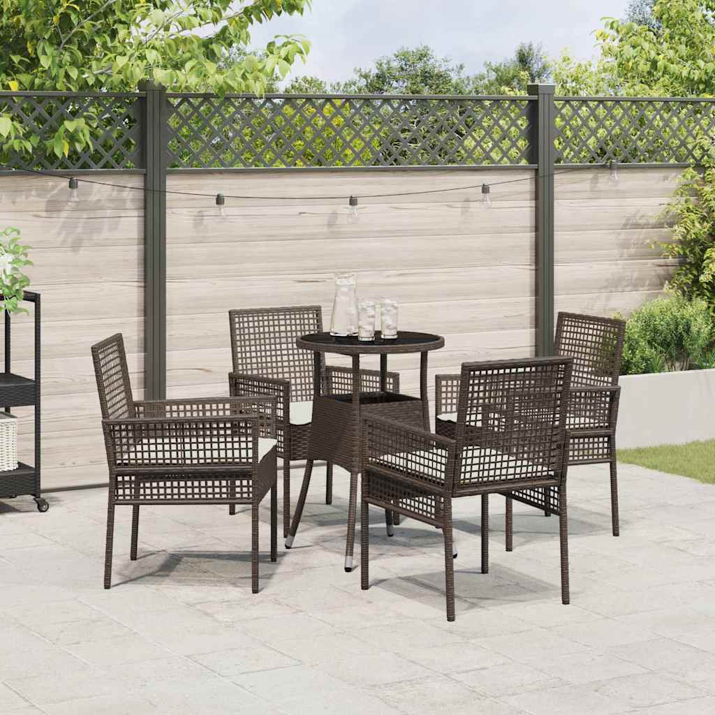 Garten Essgruppe 5 stk. Braun Poly-Rattan